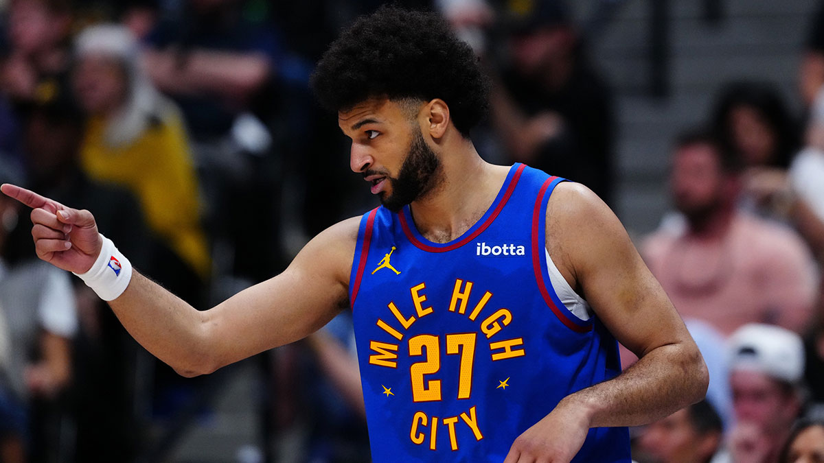 Denver Nuggets guard Jamal Murray (27) reacts in the third quarter against the LA Clippers during game seven of first round for the 2025 NBA Playoffs at Ball Arena.
