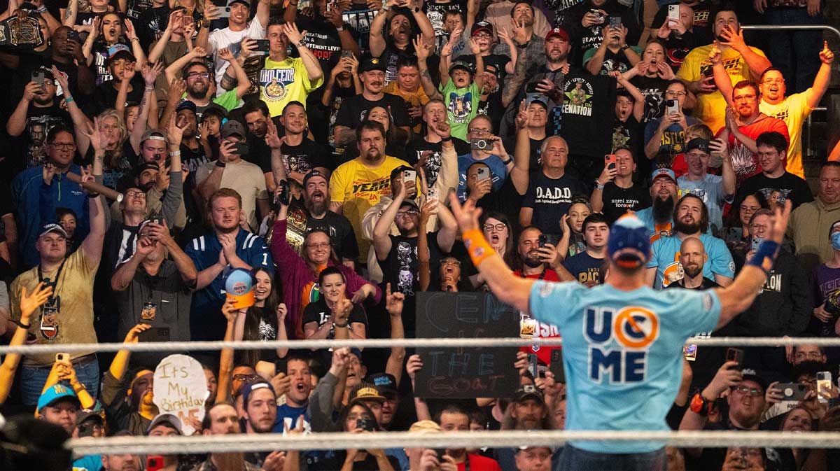 WWE Superstar John Cena, who will face Randy Orton at Backlash St. Louis, at Fastlane in 2023.