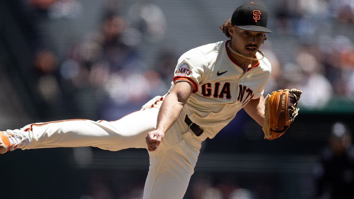 May 14, 2025; San Francisco, California, USA; San Francisco Giants starting pitcher Jordan Hicks (12) delivers a pitch against the Arizona Diamondbacks during the first inning at Oracle Park.