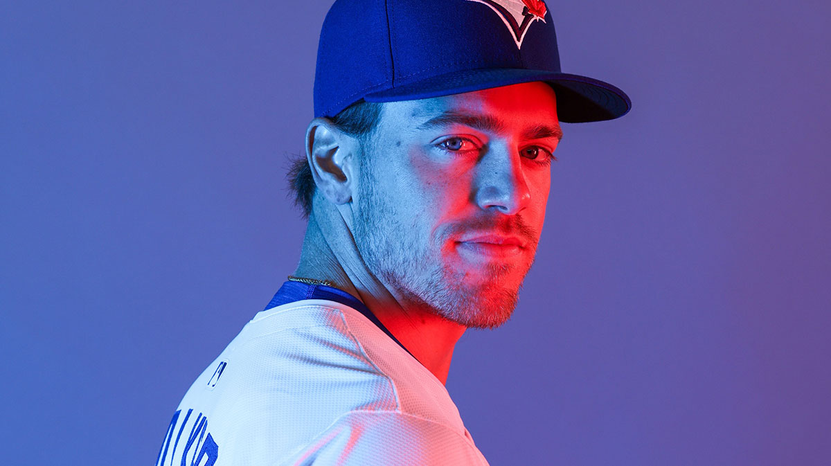 Toronto Blue Jays pitcher Josh Walker (21) participates in media day.