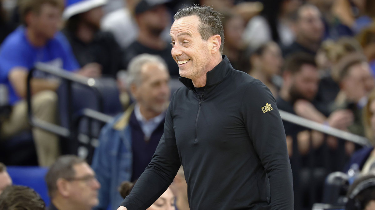 Cleveland Cavaliers head coach Kenny Atkinson reacts during a game against the Orlando Magic during the first half at Kia Center.