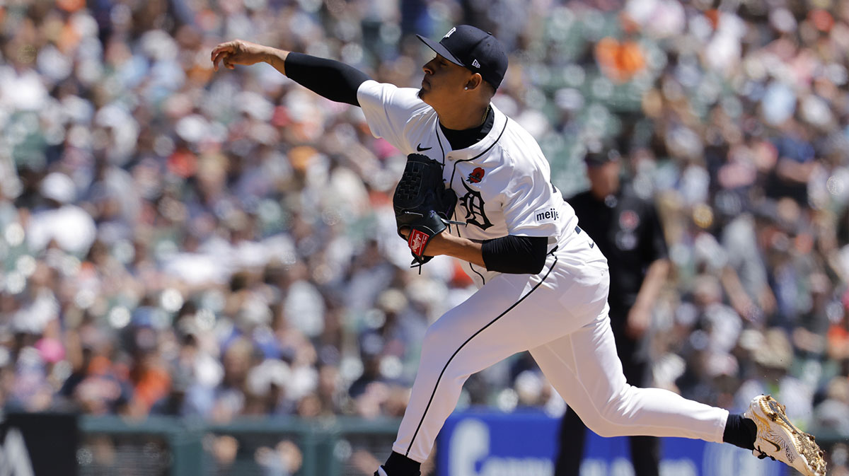 Detroit Tigers pitcher Keider Montero (54) pitches in the first inning against the San Francisco Giants at Comerica Park.