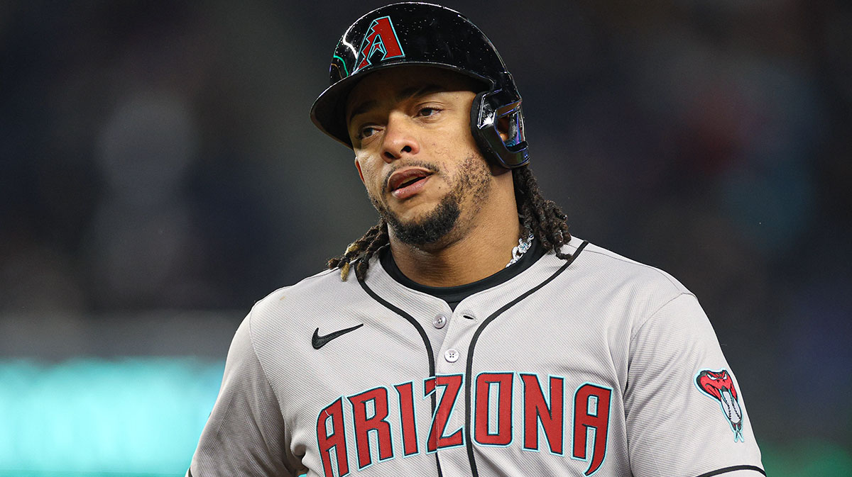 Arizona Diamondbacks second baseman Ketel Marte (4) reacts after hitting an RBI singe during the second inning against the New York Yankees at Yankee Stadium