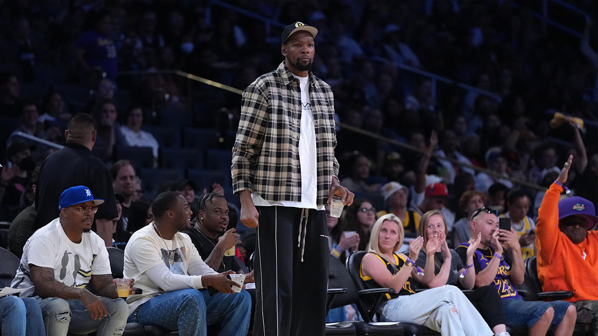 Kevin Durant attends the WNBA game between the Chicago Sky and the LA Sparks at Crypto.com Arena.