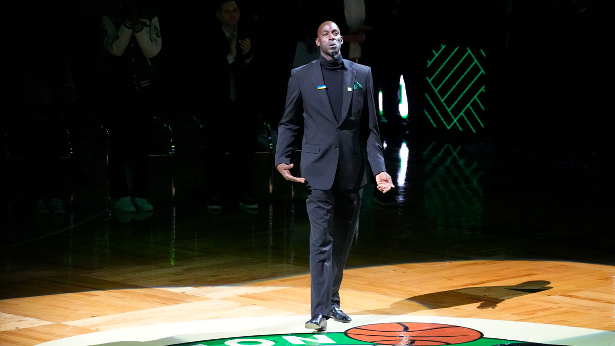 Kevin Garnett, who was involved in an argument with his girlfriend, Teare Candelier, resulting in cops being called, having his jersey retired by the Celtics.