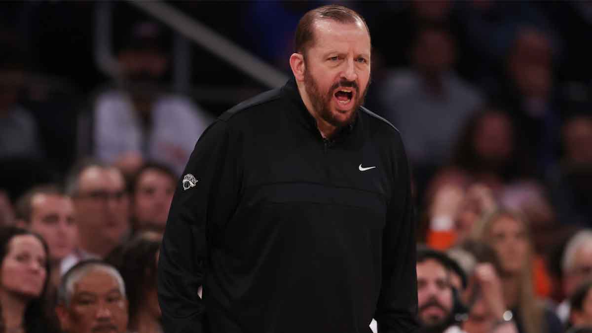 New York Knicks head coach Tom Thibodeau looks on in the third quarter against the Indiana Pacers during game one of the eastern conference finals for the 2025 NBA Playoffs at Madison Square Garden.