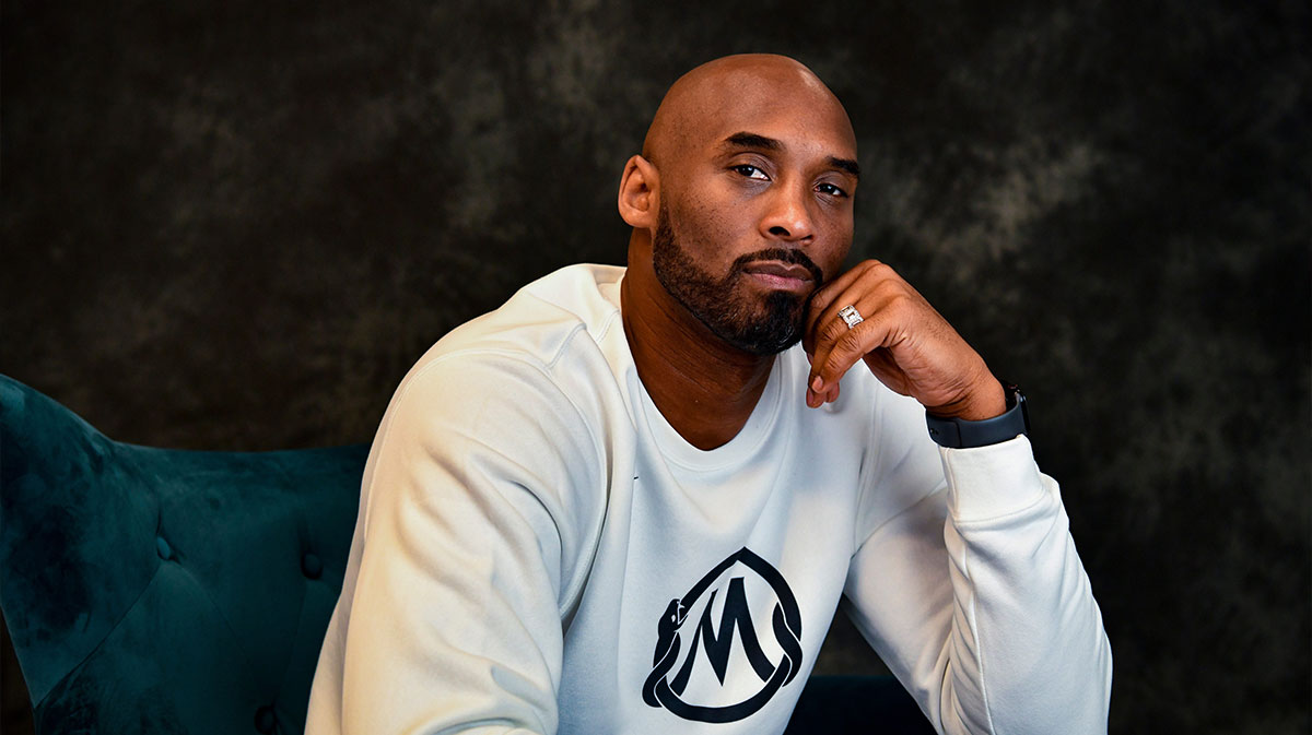 Kobe Bryant poses for a portrait inside his office in Costa Mesa, California, on January 17, 2020. Bryant, one of the biggest players in the NBA in history, built an impressive CV in his post-basketball career, including winning an Oscars.
