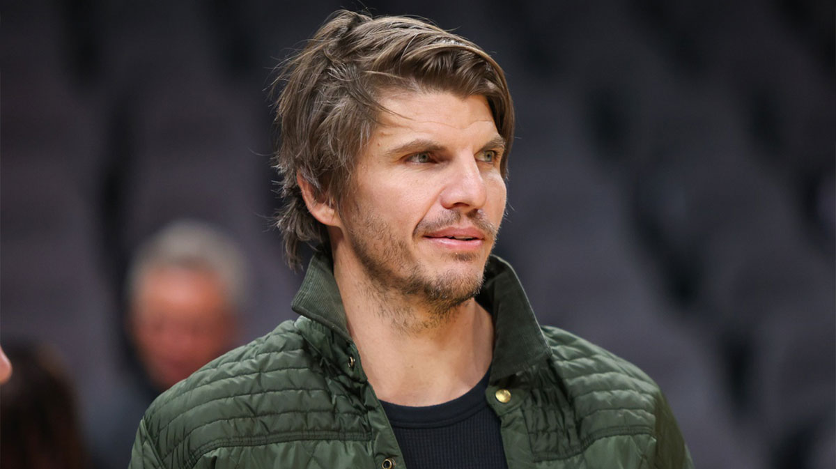 Atlanta Hawks assistant general manager Kyle Korver on the court before a game against the New York Knicks at State Farm Arena.