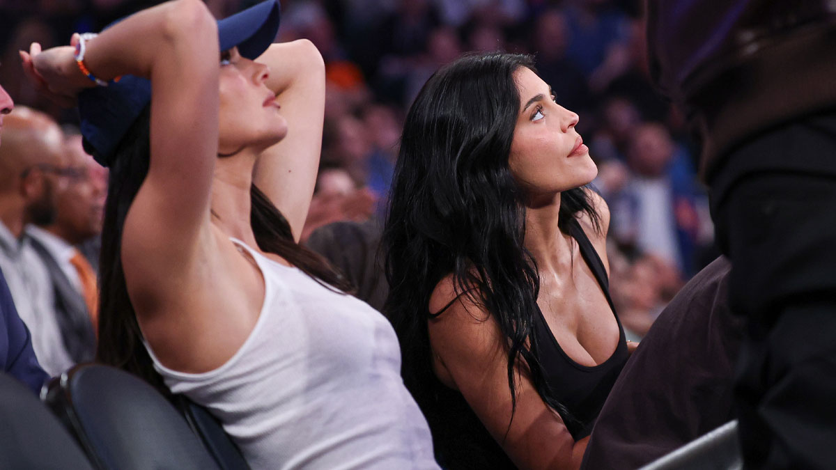 Kylie and Kendall Jenner at Knicks-Celtics Game 4 on May 12, 2025.