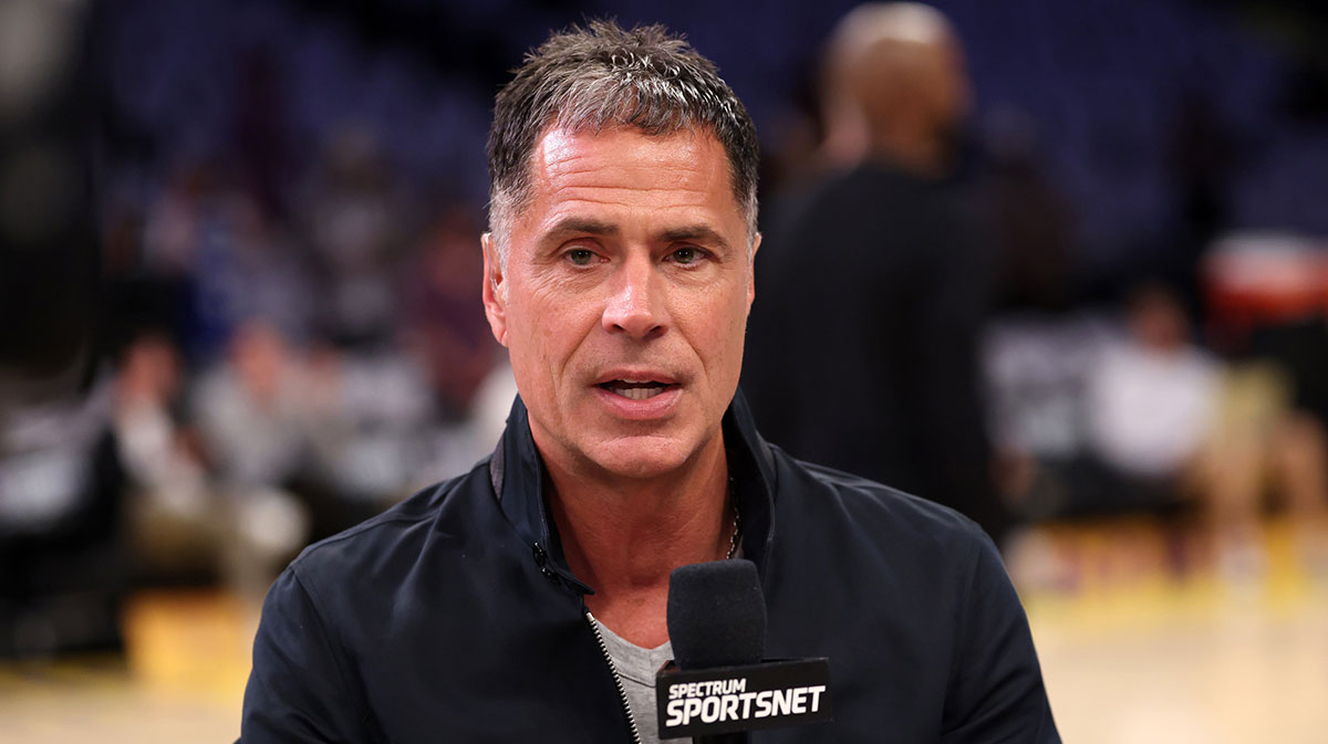 Los Angeles Lakers GM Rob Pelinka before a game two of first round for the 2024 NBA Playoffs against the Minnesota Timberwolves at Crypto.com Arena.