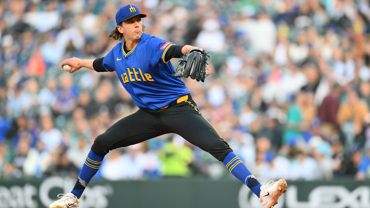 Seattle Mariners starting pitcher Logan Gilbert (36) pitches to the Miami Marlins during the second inning at T-Mobile Park