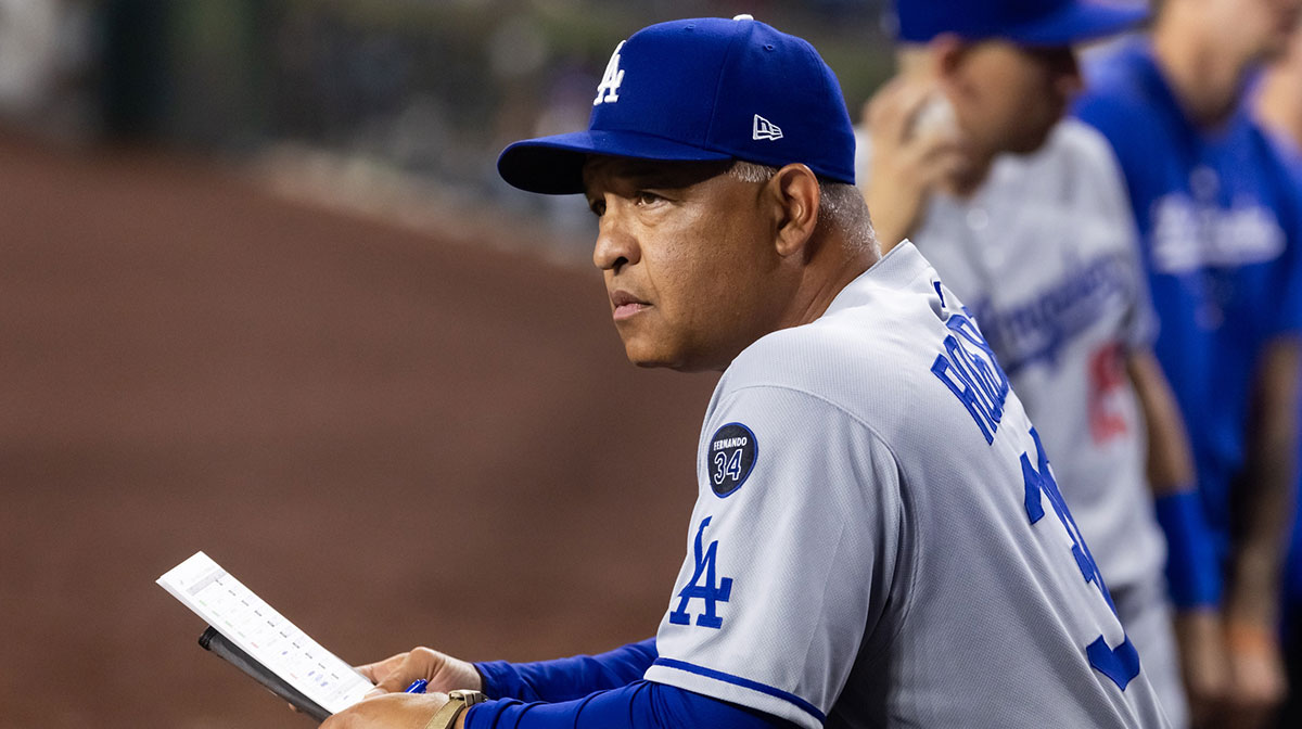 Los Angeles Dodgers manager Dave Roberts against the Arizona Diamondbacks at Chase Field.