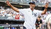 Mariano Rivera, who was named along with his wife as defendants in a sexual abuse lawsuit involving their church, at New York Yankees Old Timer's Day.