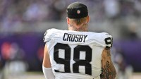 Las Vegas Raiders defensive end Maxx Crosby (98) looks on during the game against the Minnesota Vikings at U.S. Bank Stadium.