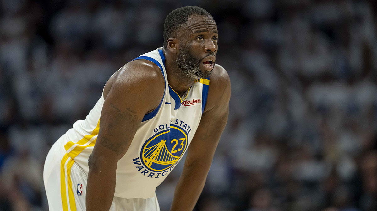 Golden State Warriors forward Draymond Green (23) looks on against the Minnesota Timberwolves in the second half during game two of the second round for the 2025 NBA Playoffs at Target Center.