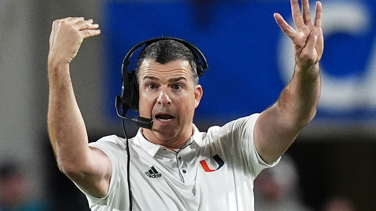 Miami Hurricanes head coach Mario Cristobal reacts during the second half against the Iowa State Cyclones at Camping World Stadium.