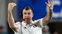 Miami Hurricanes head coach Mario Cristobal reacts during the second half against the Iowa State Cyclones at Camping World Stadium.