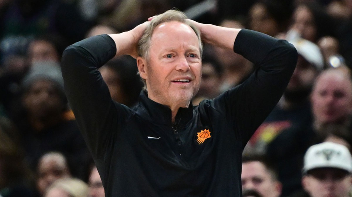 Phoenix Suns head coach Mike Budenholzer reacts in the second quarter against the Milwaukee Bucks at Fiserv Forum.