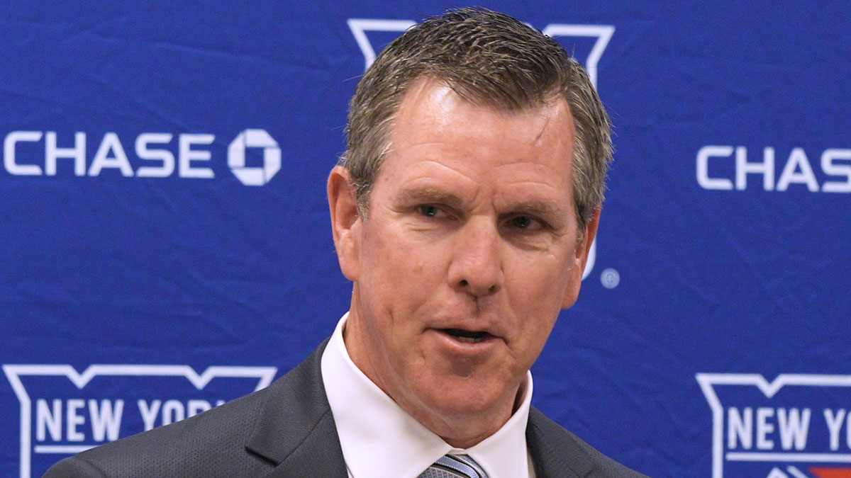 New York Rangers head coach Mike Sullivan is introduced during a press conference at the MSG Training Center in Tarrytown, New York May 8, 2025.
