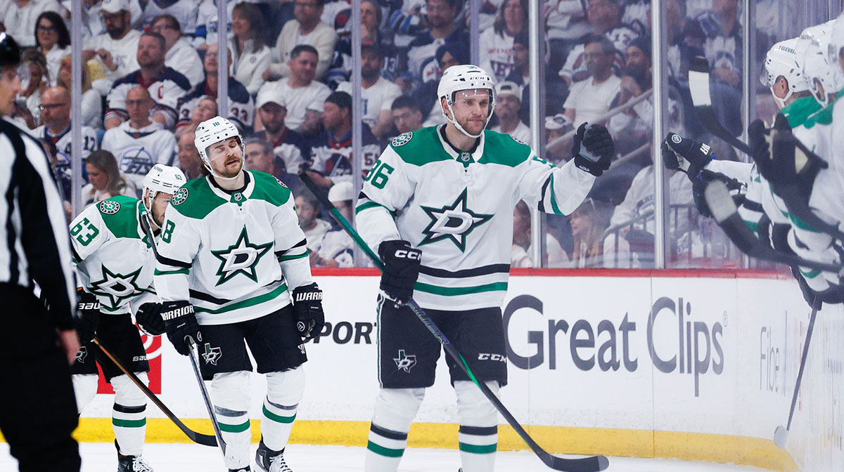 Stars’ Mikko Rantanen reacts to historic Game 1 hat trick vs. Jets