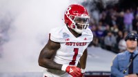 Rutgers Scarlet Knights linebacker Mohamed Toure (1) against the Kansas State Wildcats during the Rate Bowl at Chase Field.