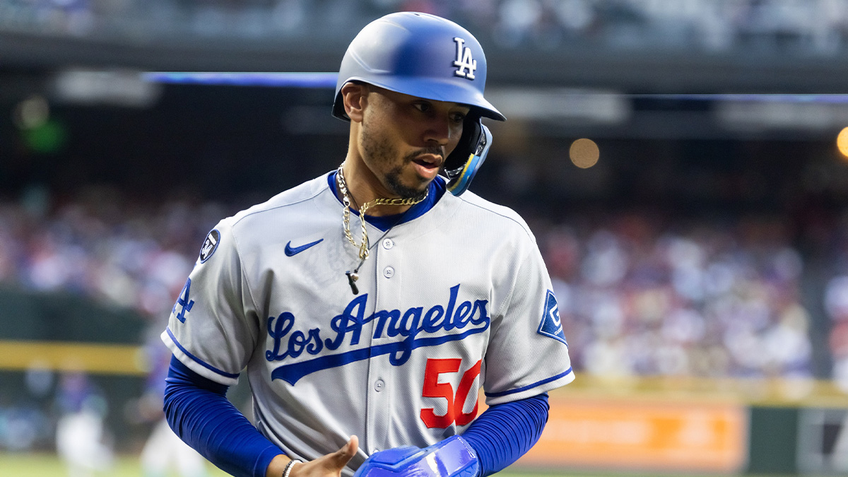 May 9, 2025; Phoenix, Arizona, USA; Los Angeles Dodgers shortstop Mookie Betts against the Arizona Diamondbacks at Chase Field. Mandatory Credit: Mark J. Rebilas-Imagn Images