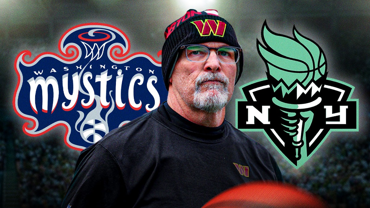 Commanders coach Dan Quinn, WAS Mystics and NY Liberty logos