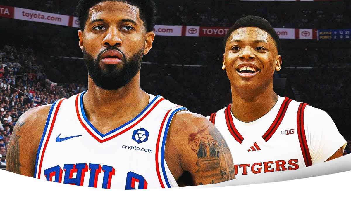Paul George and Ace Bailey on the 76ers court.