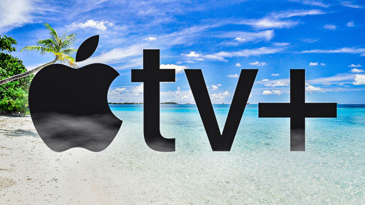 Apple TV+ logo in front of beach to represent June.