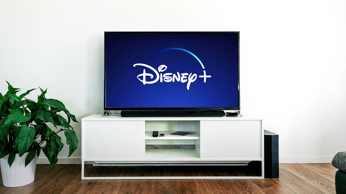 Disney+ logo on TV in living ahead of the new titles coming in June 2025.
