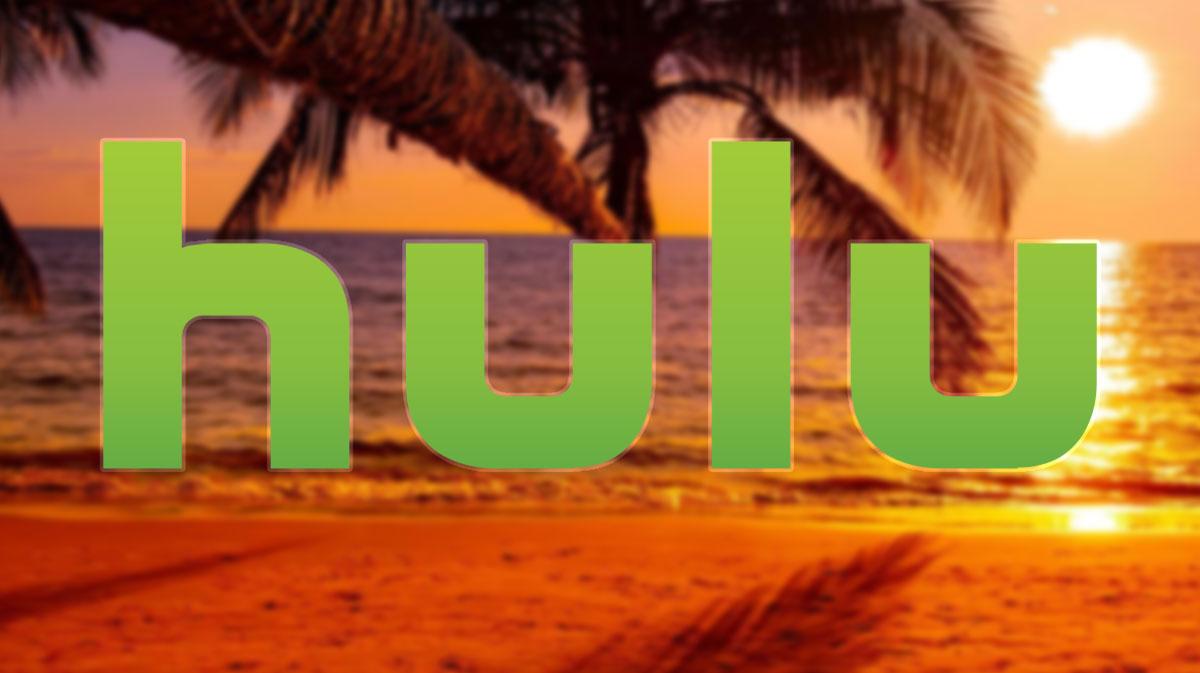 Hulu logo in front of beach to represent June.