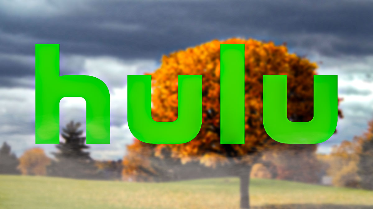 Hulu logo in front of trees.