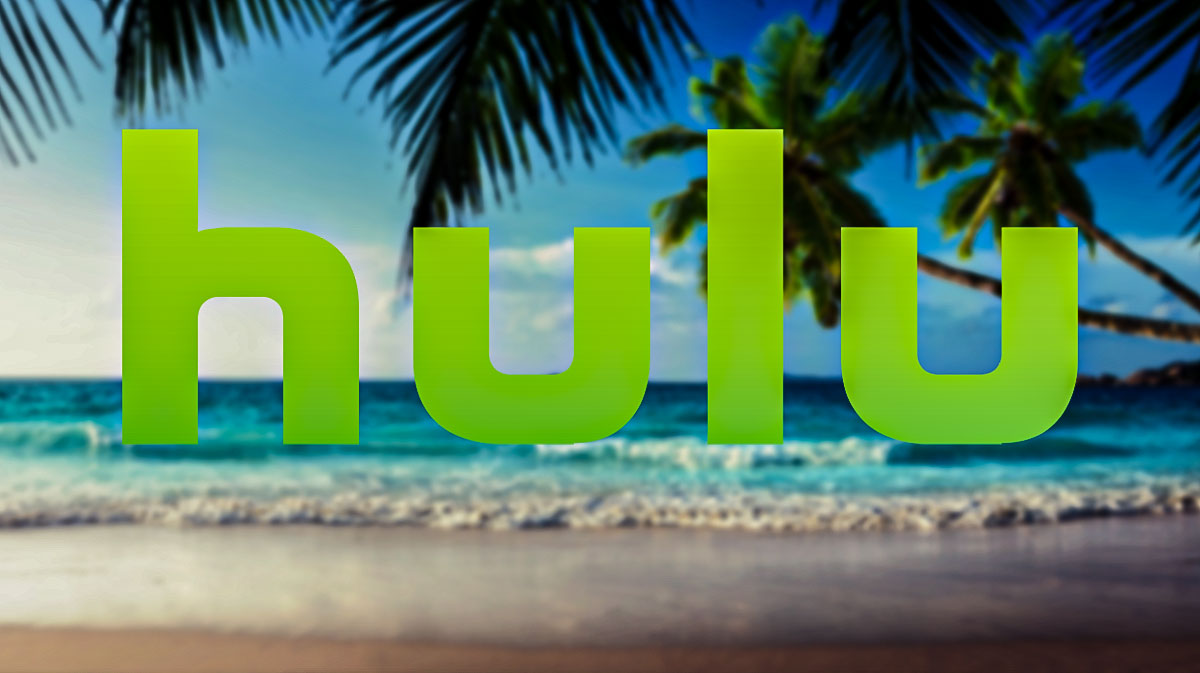 Hulu logo in front of beach to represent June.
