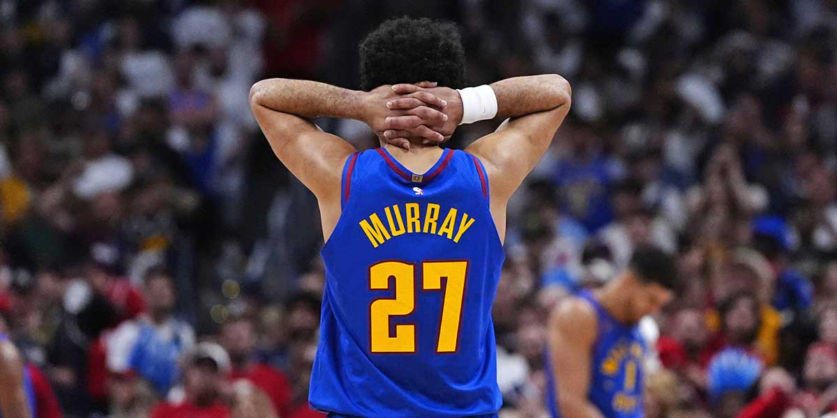 Denver Nuggets guard Jamal Murray (27) reacts in the second quarter against the LA Clippers during game seven of first round for the 2025 NBA Playoffs at Ball Arena.