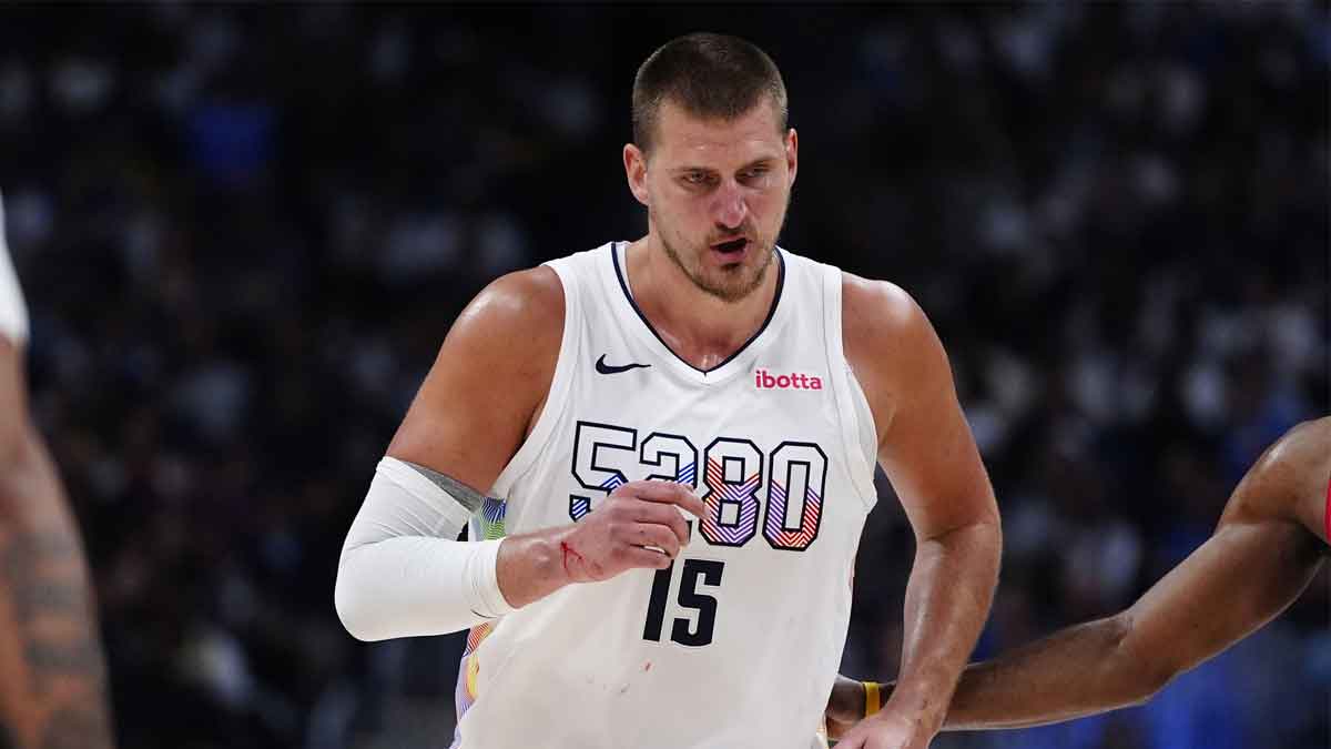 Denver Nuggets center Nikola Jokic (15) during the second half against the LA Clippers during game five of the first round for the 2025 NBA Playoffs at Ball Arena.