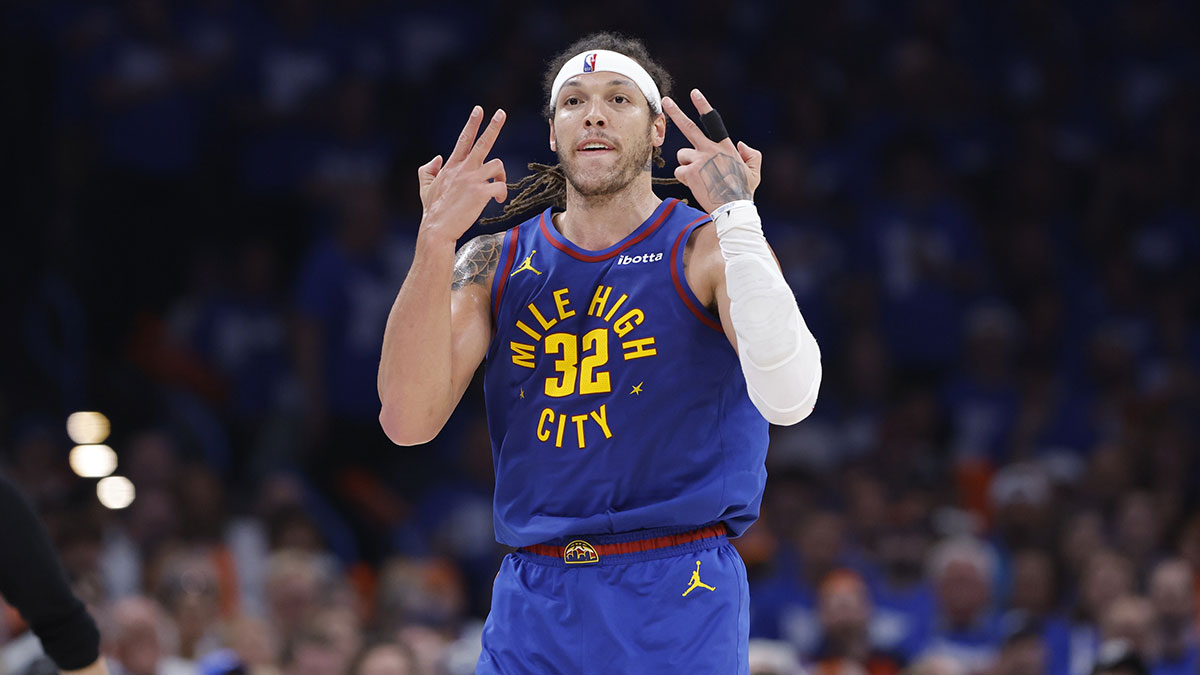 Nuggets forward Aaron Gordon celebrates