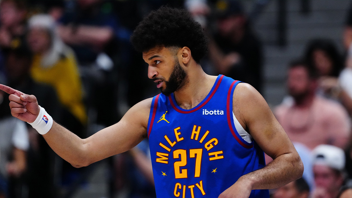 Nuggets guard Jamal Murray (27) reacts in the third quarter against the LA Clippers during game seven of first round for the 2025 NBA Playoffs at Ball Arena