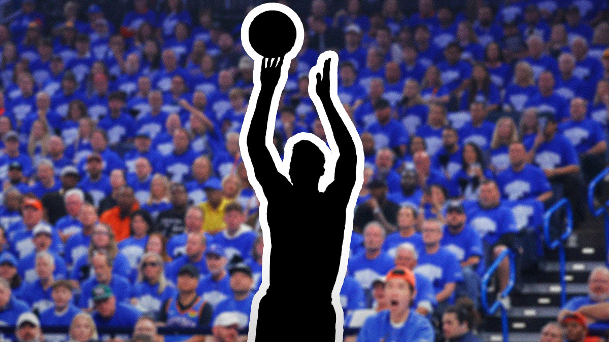 Denver Nuggets guard Christian Braun (0) shoots a three point basket against the Oklahoma City Thunder in the first quarter during game seven of the second round for the 2025 NBA Playoffs at Paycom Center.