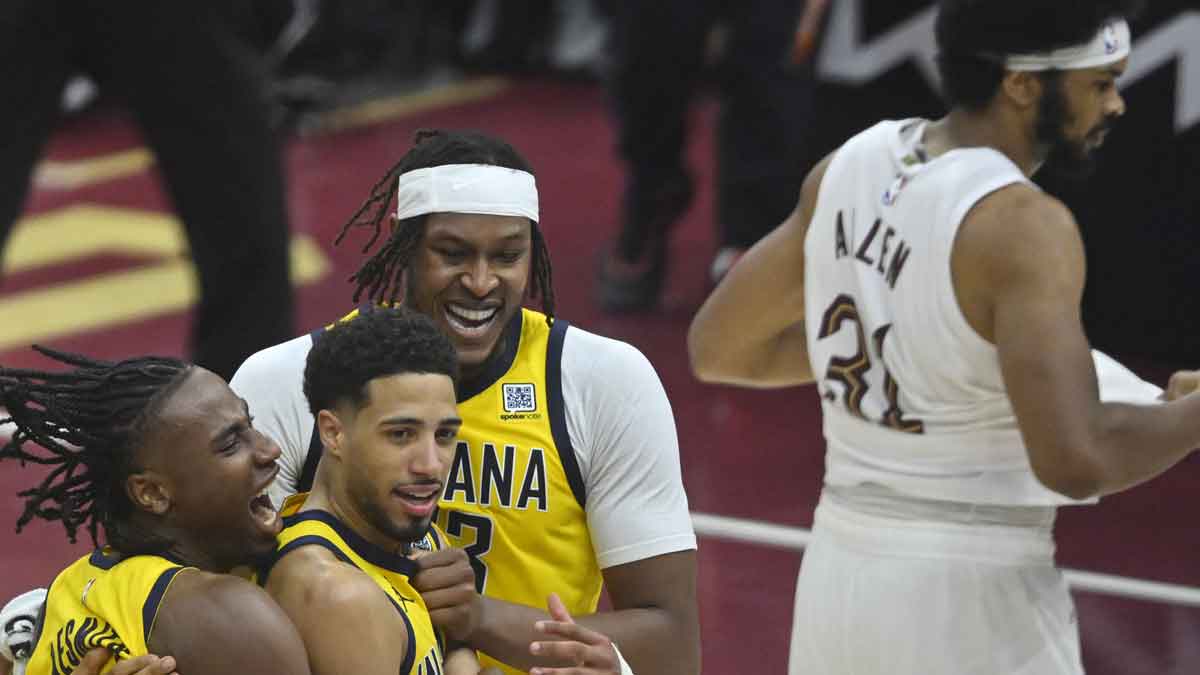 Pacers' Tyrese Haliburton celebrates their last-second win
