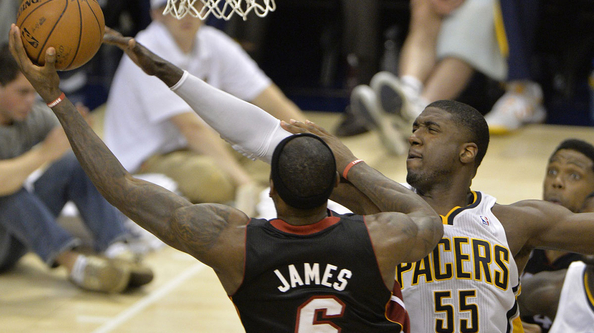 Pacers center Roy Hibbert defends Heat's LeBron James