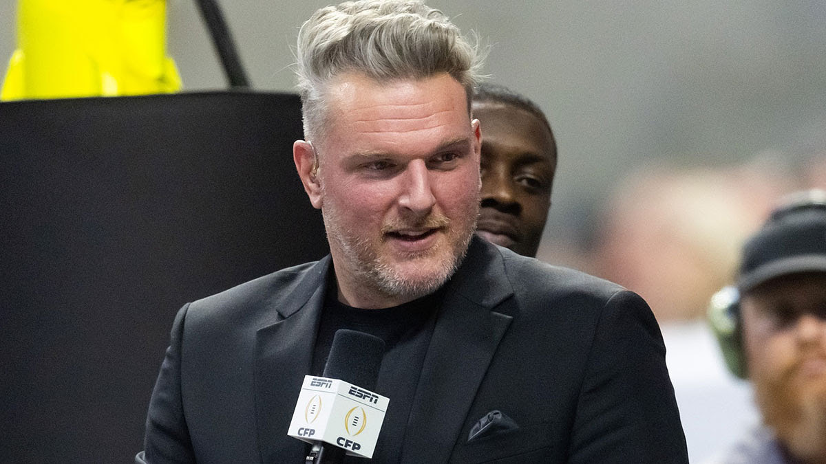 ESPN personality/commentator Pat McAfee during the Notre Dame Fighting Irish game against the Ohio State Buckeyes in the CFP National Championship college football game.