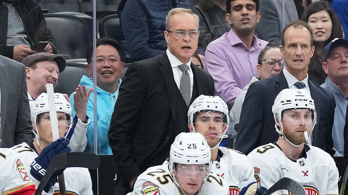 Florida Panthers head coach Paul Maurice watches the play against the Toronto Maple Leafs during the third period at Scotiabank Arena.