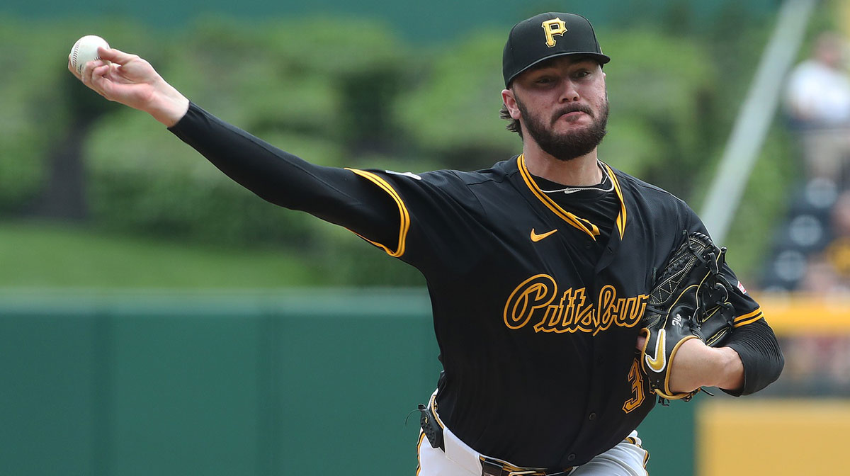 Pittsburgh Pirates starting pitcher Paul Skenes (30) delivers a pitch against the Chicago Cubs during the first inning at PNC Park.