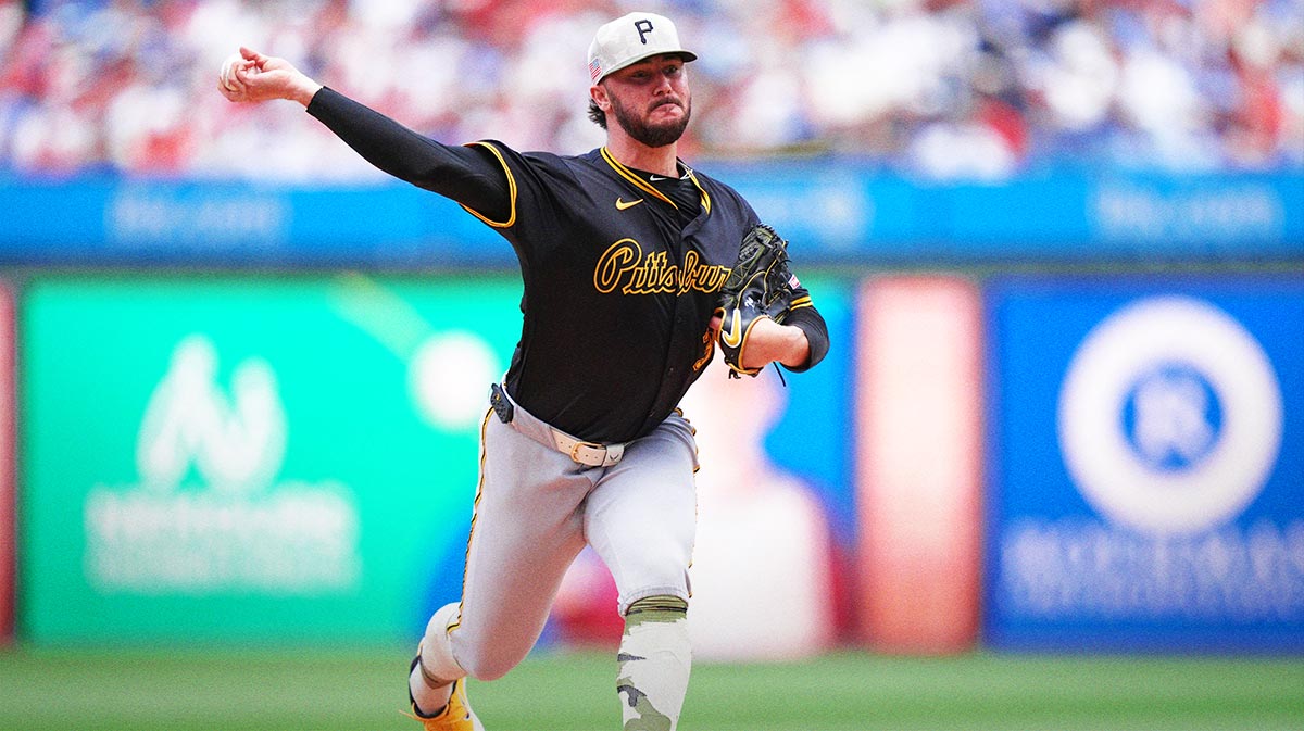 Pittsburgh Pirates starting pitcher Paul Skenes (30) throws a pitch against the Philadelphia Phillies in the third inning at Citizens Bank Park.