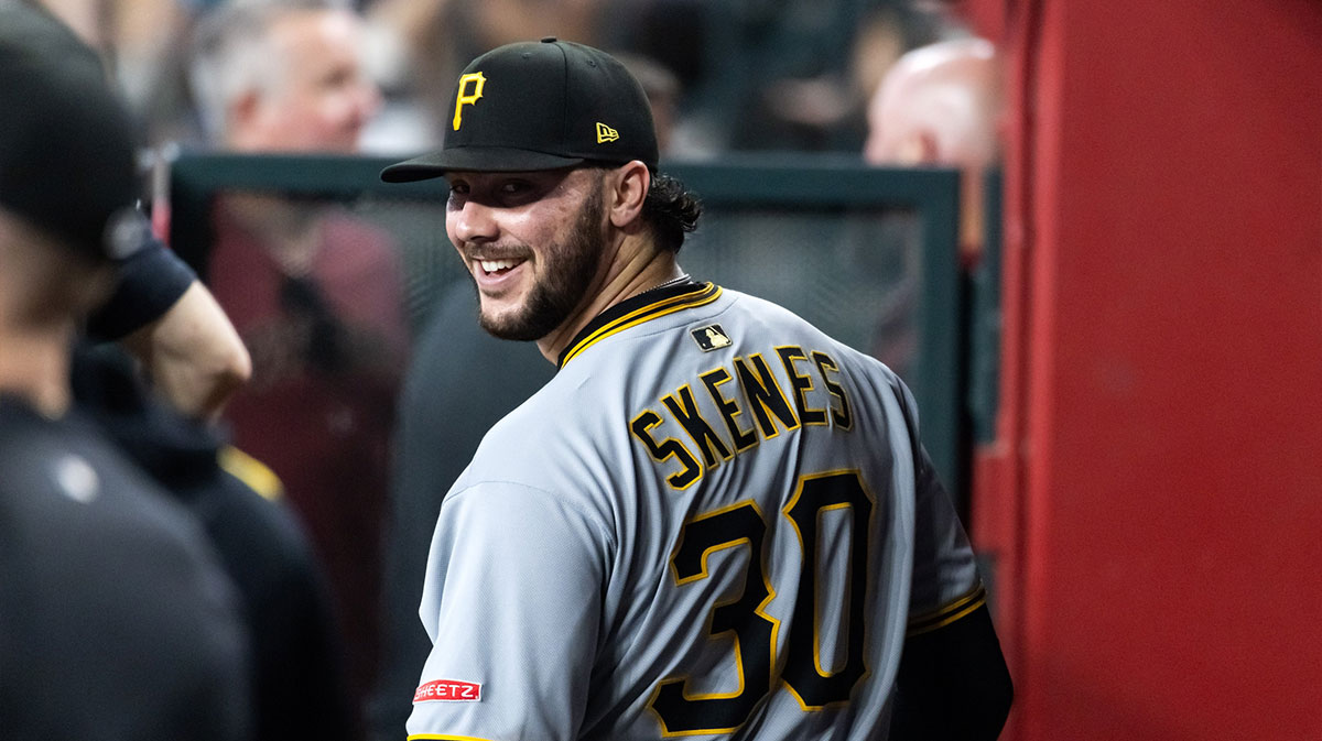 Pittsburgh Pirates pitcher Paul Skenes against the Arizona Diamondbacks in the seventh inning at Chase Field.