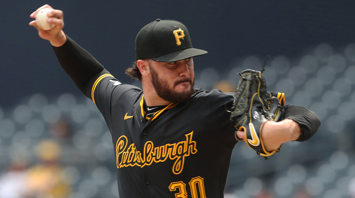 Pittsburgh Pirates starting pitcher Paul Skenes (30) pitches against the Chicago Cubs during the fourth inning at PNC Park