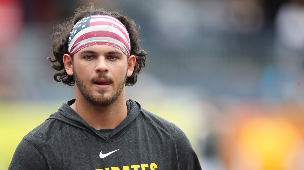 Pittsburgh Pirates pitcher Jared Jones (37) looks on before the game against the New York Yankees at PNC Park.