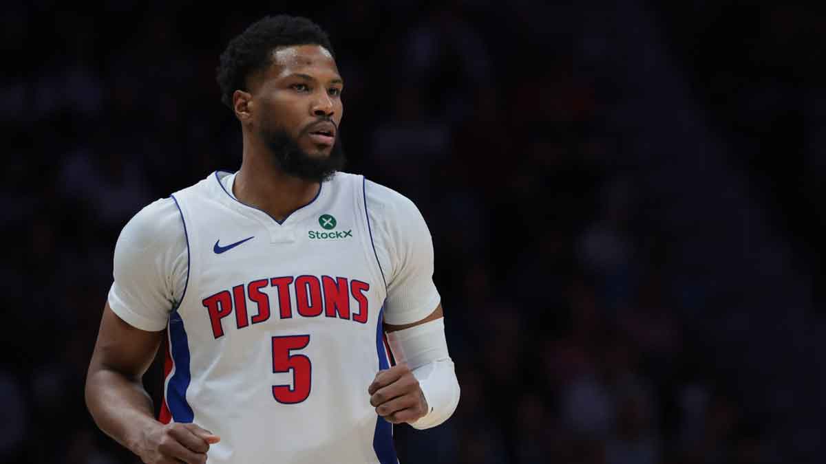 Detroit Pistons guard Malik Beasley (5) looks on against the Miami Heat during the fourth quarter at Kaseya Center.