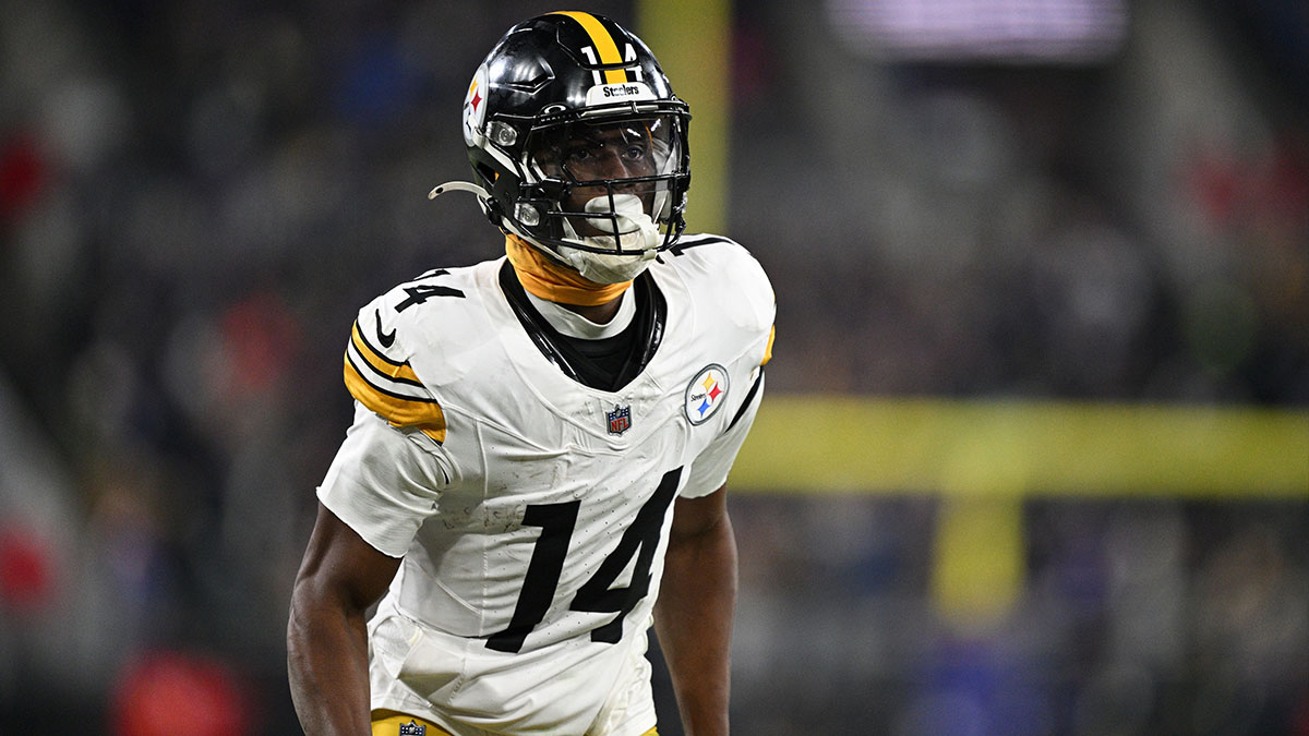 Pittsburgh Steelers wide receiver George Pickens (14) looks on in the third quarter against the Baltimore Ravens in an AFC wild card game at M&T Bank Stadium.