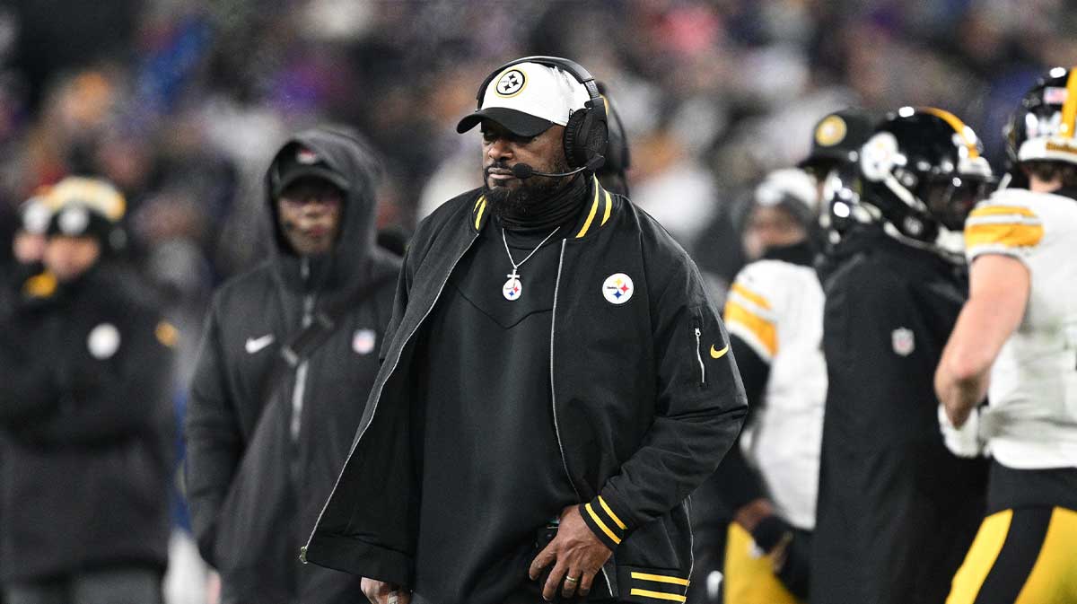 Pittsburgh Steelers head coach Mike Tomlin looks in the third quarter against the Baltimore Ravens in an AFC wild card game at M&T Bank Stadium.